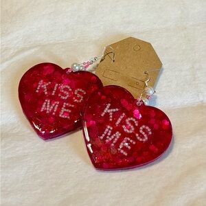 Heart Shaped 'Kiss Me' Earrings